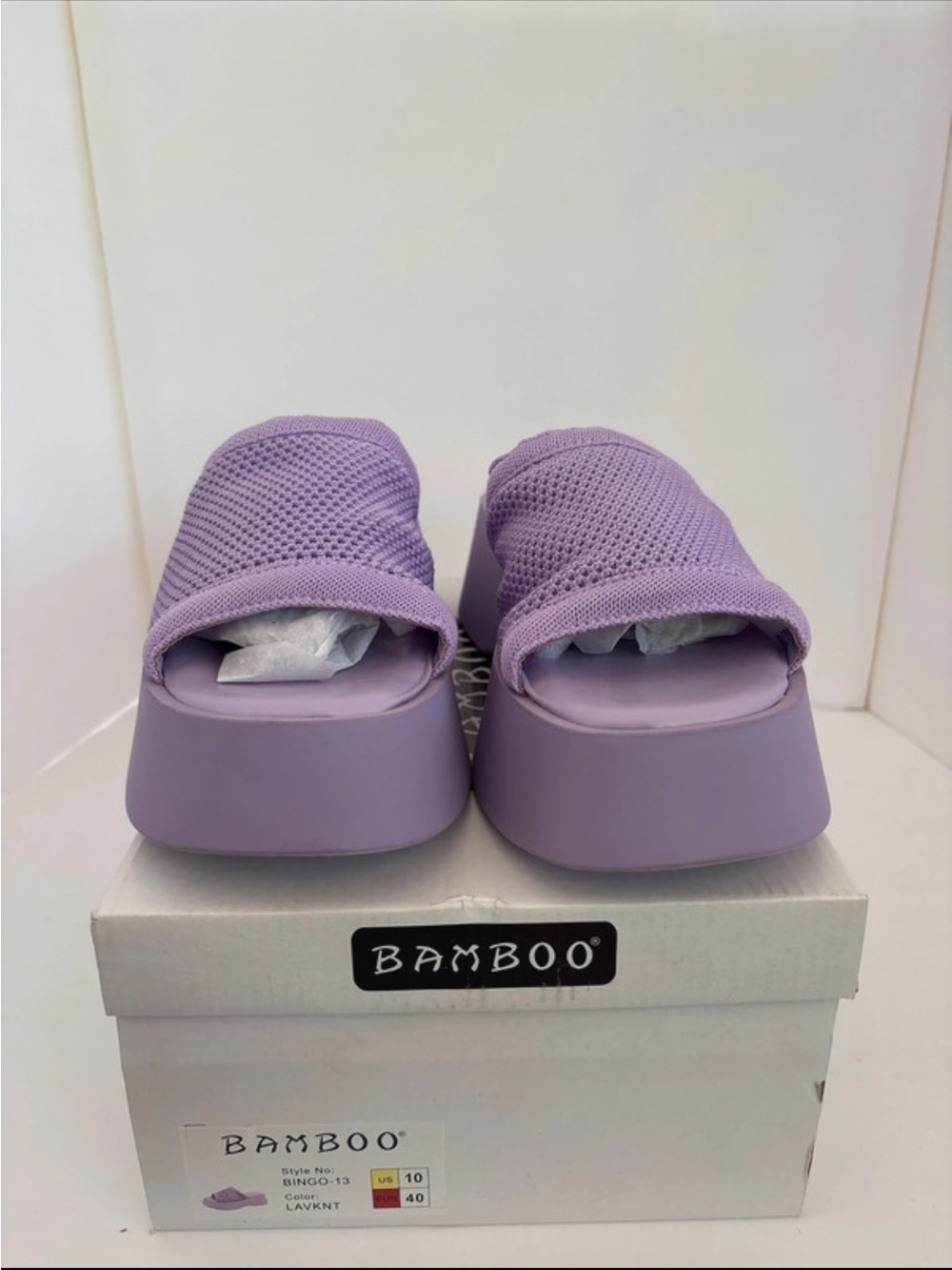 V - NWT - Dolls Kill Bamboo Lilac mesh platform mules Slides - 10